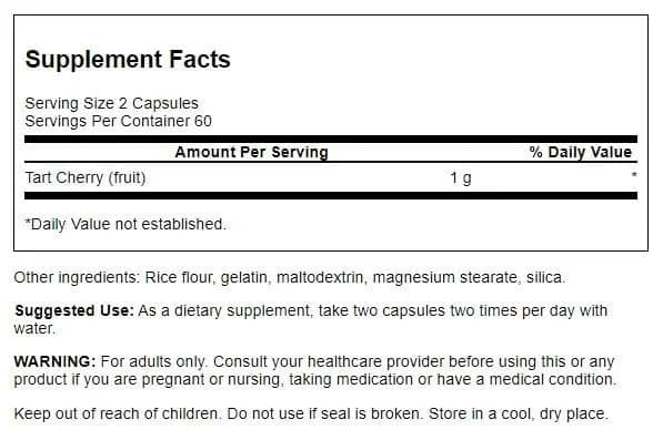 Swanson Tart Cherry Joint Health Support 500 mg 120 Capsules | Supports Joint Integrity, Movement and Flexibility thumbnail 3