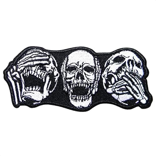 Reluen Skull Biker Patches for Vests, 8.99 x 4 cm (3.54 x 1.57 in) | Iron-On & Sew-On Embroidered Polyester Cotton thumbnail 1