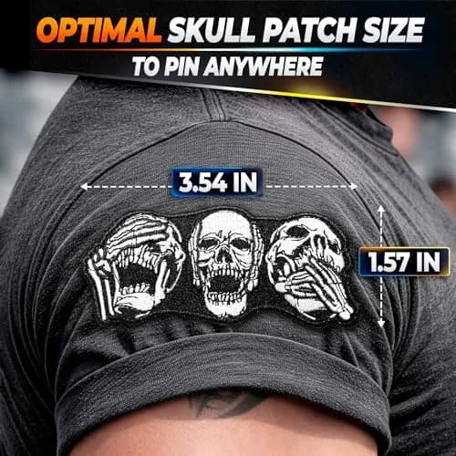 Reluen Skull Biker Patches for Vests, 8.99 x 4 cm (3.54 x 1.57 in) | Iron-On & Sew-On Embroidered Polyester Cotton thumbnail 2
