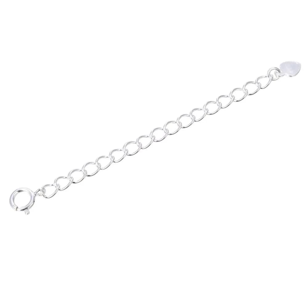 Adabele 925 Sterling Silver Chain Extender with Heart Drop, 2-Pack | Adjustable 2 inch Extension for Necklaces, Bracelets, Anklets — Silver