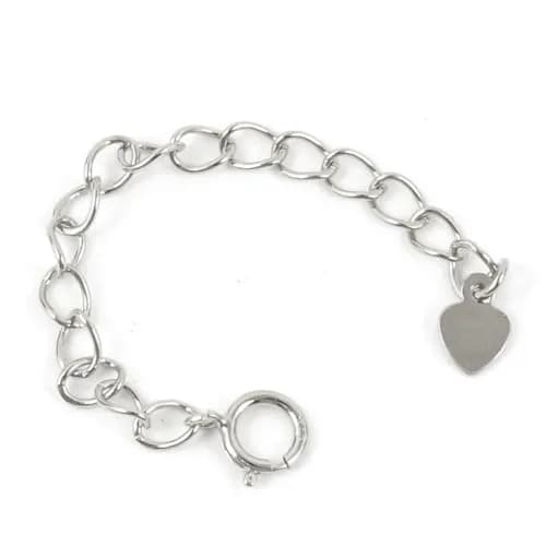 Adabele 925 Sterling Silver Chain Extender with Heart Drop, 2-Pack | Adjustable 2 inch Extension for Necklaces, Bracelets, Anklets thumbnail 2