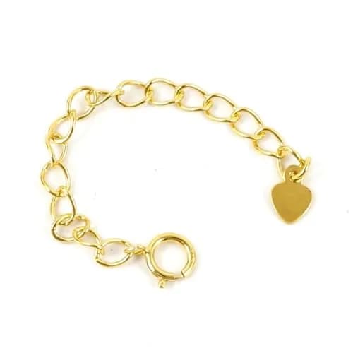 Adabele 18k Gold Plated Sterling Silver Chain Extender with Heart Drop, 5 inch (12.7 cm) Adjustable Extension | Jewelry Making Supplies thumbnail 1