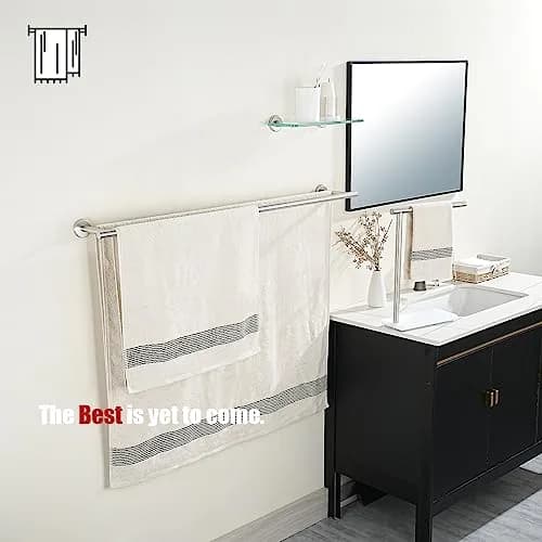 JQK Double Bath Towel Bar 39 Inch (99 cm) Brushed Stainless Steel | Wall Mount Holder for Bathroom thumbnail 4