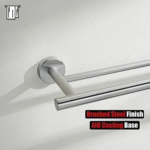 JQK Double Bath Towel Bar 39 Inch (99 cm) Brushed Stainless Steel | Wall Mount Holder for Bathroom thumbnail 7