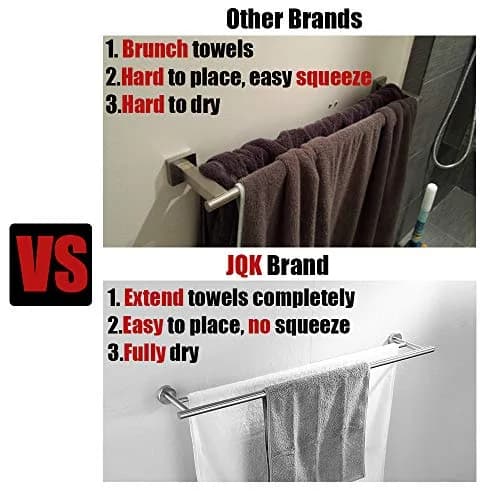 JQK Double Bath Towel Bar 39 Inch (99 cm) Brushed Stainless Steel | Wall Mount Holder for Bathroom thumbnail 8