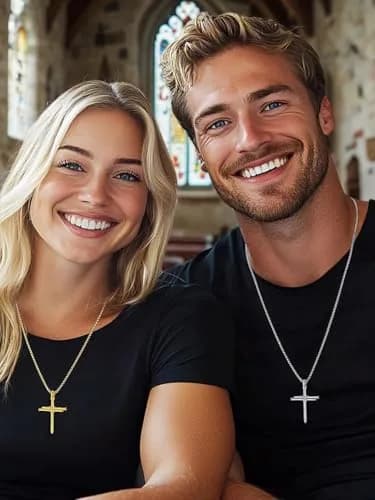 FaithHeart Black Cross Necklace for Men | Stainless Steel Pendant with Box Chain (54mm x 35mm) thumbnail 8