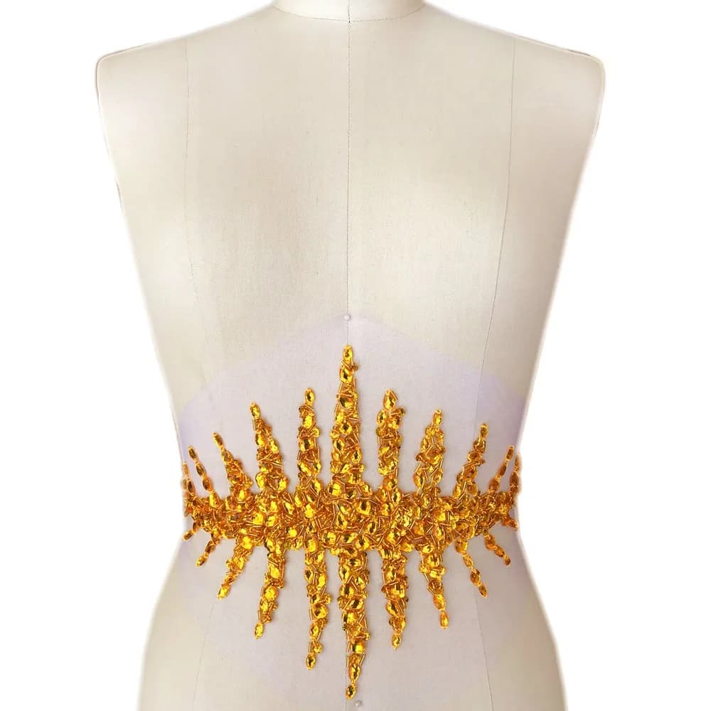 succi shan Fabric Applique Patch 20x33cm | Beaded Floral Embroidered for Wedding & DIY - main product image