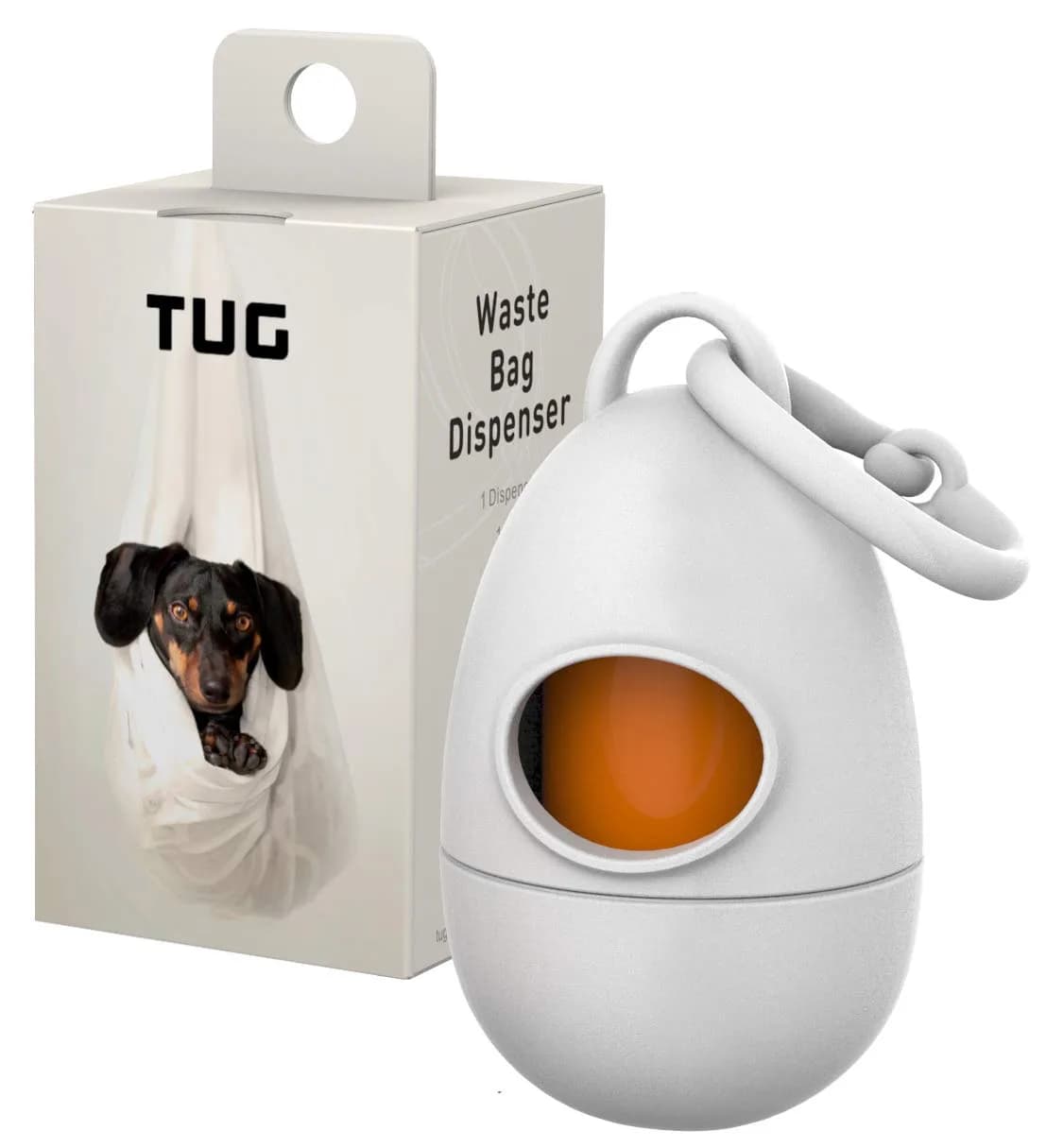 TUG Dog Waste Bag Dispenser with Dog Poop Bags, 15 Bags Per Roll, White | Leak Proof & Eco-Friendly — White
