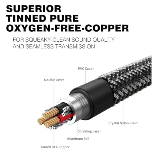 DUKABEL 3.5mm AUX Cable Male to Male 1.22m (4 Ft) | Nylon Braided Stereo Audio Cord thumbnail 7