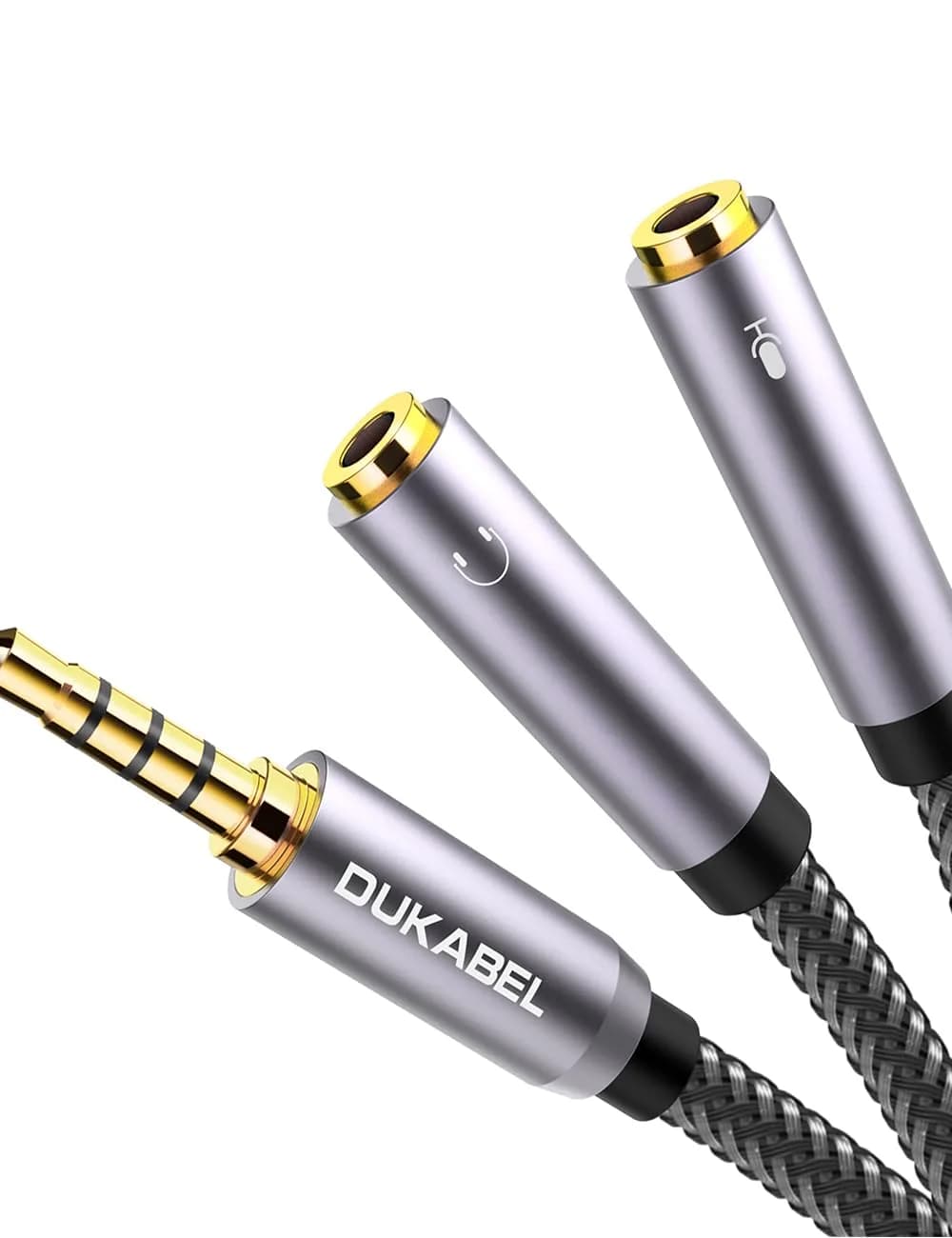 DUKABEL Headsets Adapter 3.5mm Splitter 30cm | Dual Audio & Mic Connection, Gold-Plated, Compatible with PC, Xbox, PS4 — 30 cm