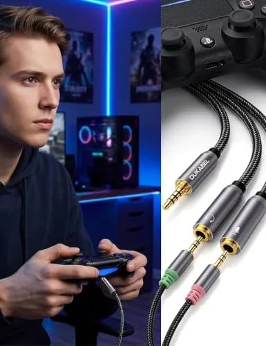 DUKABEL Headsets Adapter 3.5mm Splitter 30cm | Dual Audio & Mic Connection, Gold-Plated, Compatible with PC, Xbox, PS4 thumbnail 6