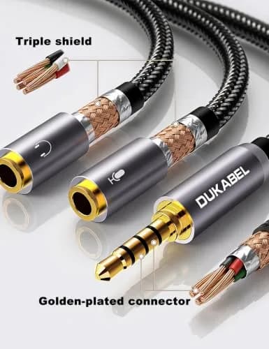DUKABEL Headsets Adapter 3.5mm Splitter 30cm | Dual Audio & Mic Connection, Gold-Plated, Compatible with PC, Xbox, PS4 thumbnail 8