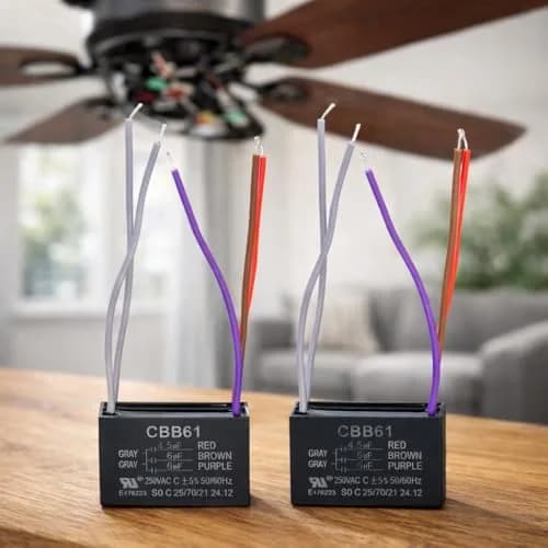 Podoy CBB61 Ceiling Fan Capacitor 4.5uF+6uF+6uF 5 Wire 2-Pack | AC 250V 50/60Hz Motor Run Capacitor thumbnail 1