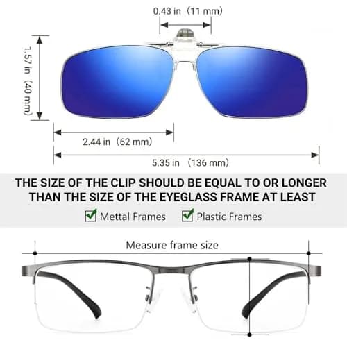 TERAISE Polarized Clip on Sunglasses with Flip Up Function Suitable Driving | HD UV400 Protection, Classic Style, Lightweight 10g thumbnail 6