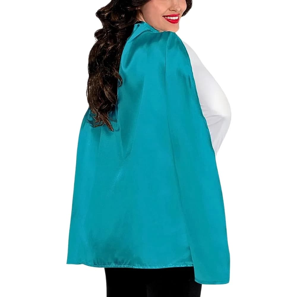 Amscan Super Hero Cape Costume - One Size, Turquoise | Vibrant, Soft Polyester Satin for Kids & Adults — Turquoise