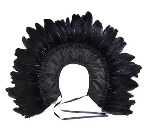 L'VOW Gothic Feather Shrug Cape Shawl Collar Men Halloween Costume, Black-5 | Unisex Dark Fantasy Accessory thumbnail 7