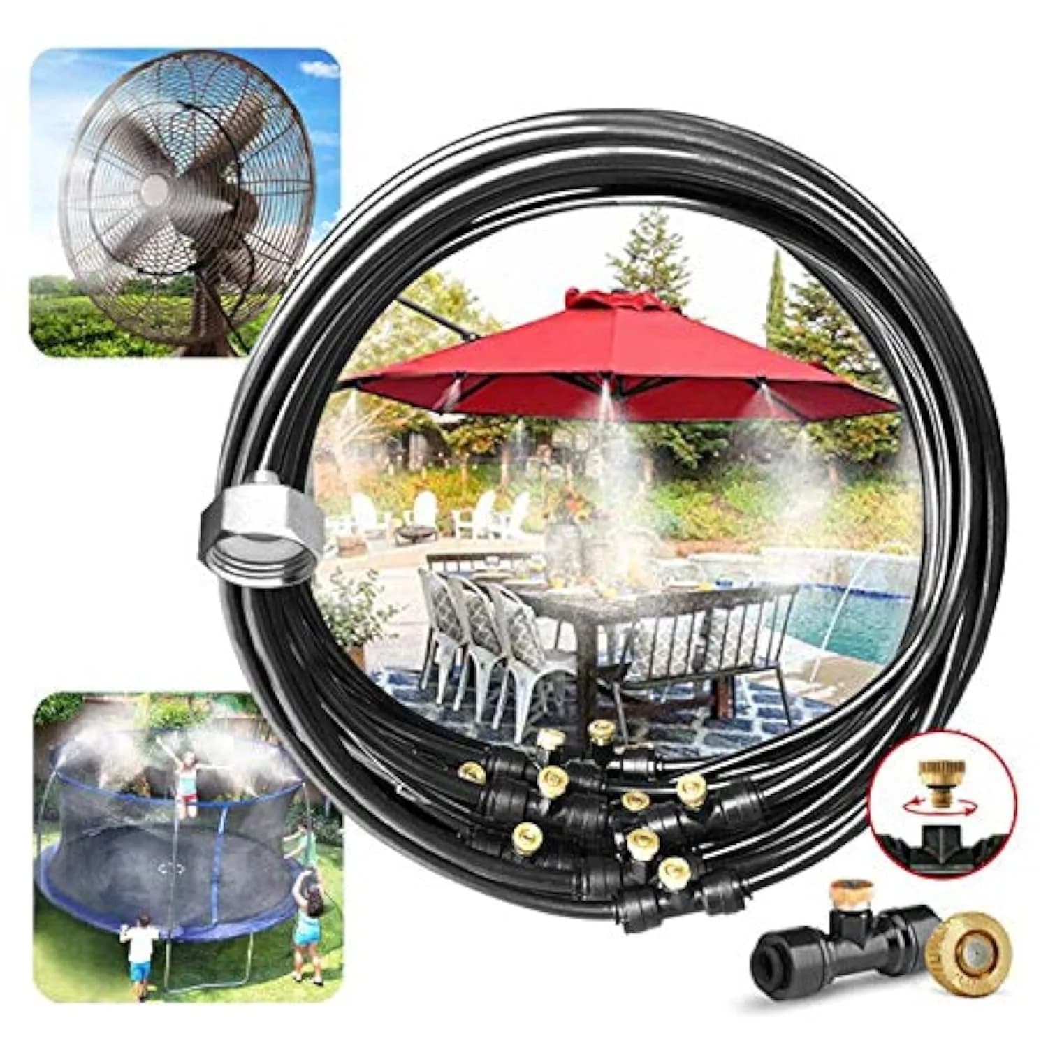 LANDGARDEN Misting Cooling System 10m (33ft) with Brass Nozzles | Cools Patios & Gardens - main product image