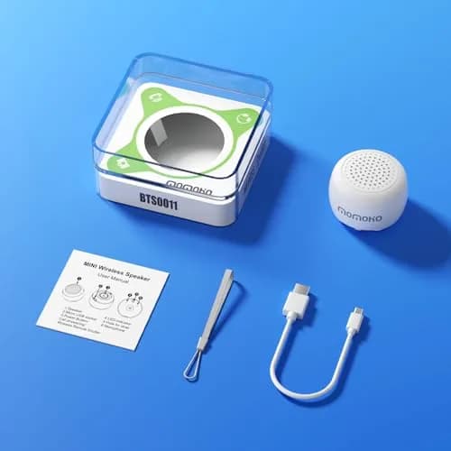 MOMOHO Mini Bluetooth Speaker White | Tiny Portable Wireless Speaker with Mic & TWS Pairing thumbnail 6