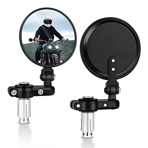 MICTUNING Universal Motorcycle Mirrors 7/8" (22mm) Round Folding Bar End Side Mirrors with Convex Glass | 3-Inch Diameter thumbnail 1