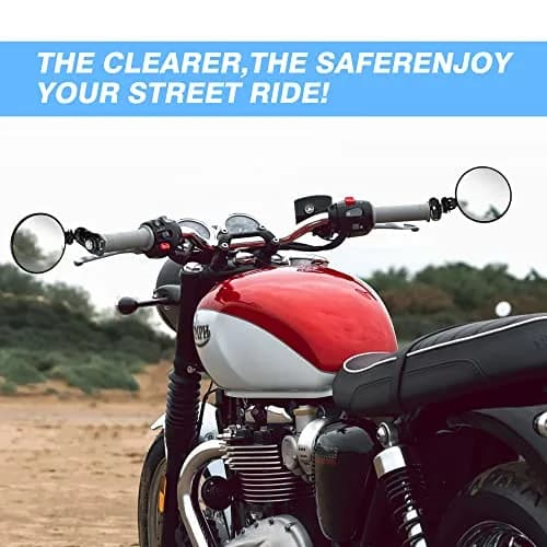MICTUNING Universal Motorcycle Mirrors 7/8" (22mm) Round Folding Bar End Side Mirrors with Convex Glass | 3-Inch Diameter thumbnail 7