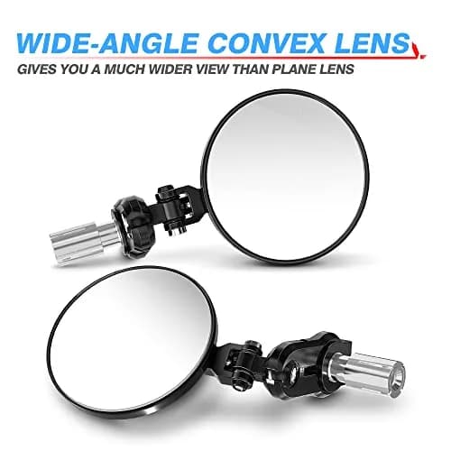 MICTUNING Universal Motorcycle Mirrors 7/8" (22mm) Round Folding Bar End Side Mirrors with Convex Glass | 3-Inch Diameter thumbnail 3