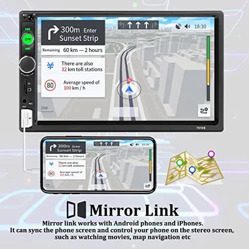 UNITOPSCI Double Din Car Stereo 7 Inch HD Touchscreen MP5 Player with Bluetooth & Backup Camera | 1080P HD Multimedia Receiver thumbnail 3