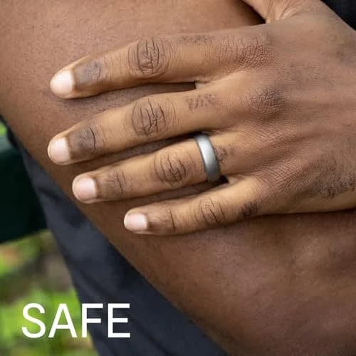 ROQ Silicone Wedding Ring for Men, 8mm Wide Comfort Fit Band, 4 Pack (Grey, Platinum, Black, Silver), Size 7 | Breathable & Safe for Active Lifestyles thumbnail 2
