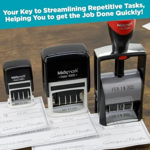 MaxMark Heavy Duty Date Stamp Rectangular Black Ink | 12-Year Band, 3/16" Date Size thumbnail 4