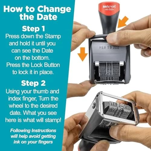 MaxMark Heavy Duty Date Stamp Rectangular Black Ink | 12-Year Band, 3/16" Date Size thumbnail 5
