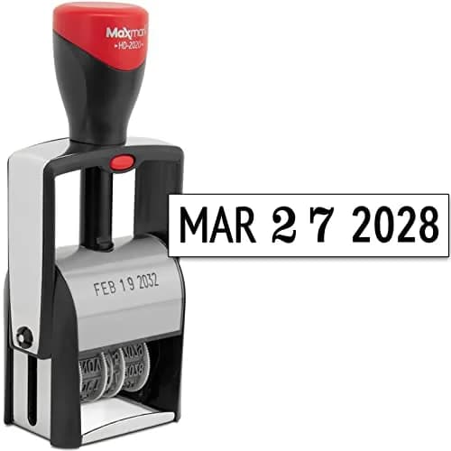 MaxMark Heavy Duty Date Stamp Rectangular Black Ink | 12-Year Band, 3/16" Date Size thumbnail 1