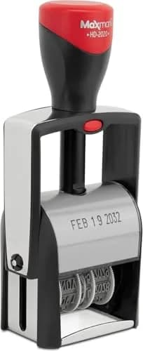MaxMark Heavy Duty Date Stamp with 12-Year Band, Red Ink | Large 3/16" Date Size thumbnail 2
