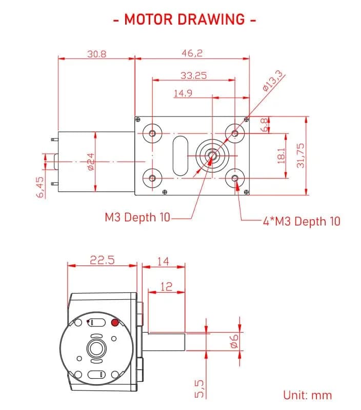 BRINGSMART JGY-370 12V 40rpm DC Worm Gear Motor Self-Lock Electric Motor | High Torque, All-Metal Gears, Impact-Resistant Shaft thumbnail 7