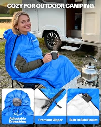 Sportneer Wearable Sleeping Bag for Adults & Kids | Waterproof to 32°F, Compact & Warm for Camping, Stadiums, Travel, Backpacking & Car Use thumbnail 4