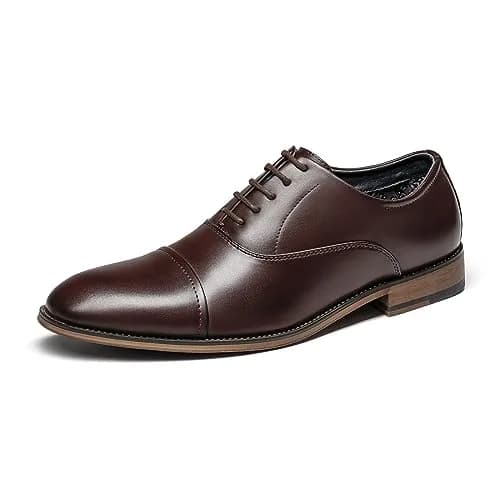 Bruno Marc Men's Formal Dress Shoes Dark Brown 13 | Classic Cap-Toe Oxford with Latex Cushioned Footbed thumbnail 1
