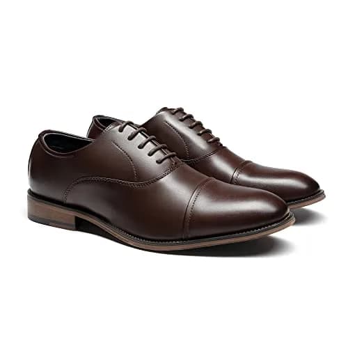 Bruno Marc Men's Formal Dress Shoes Dark Brown 13 | Classic Cap-Toe Oxford with Latex Cushioned Footbed thumbnail 5