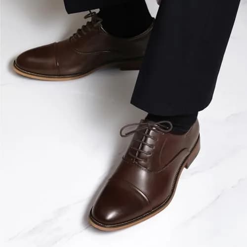 Bruno Marc Men's Formal Dress Shoes Dark Brown 13 | Classic Cap-Toe Oxford with Latex Cushioned Footbed thumbnail 8