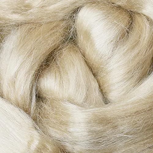 Living Dreams Yarn Natural White Tussah Silk Fiber for Soap Making Spinning Blending Felting | Premium Grade, 50g thumbnail 2