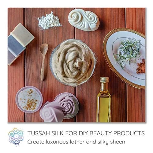 Living Dreams Yarn Natural White Tussah Silk Fiber for Soap Making Spinning Blending Felting | Premium Grade, 50g thumbnail 3