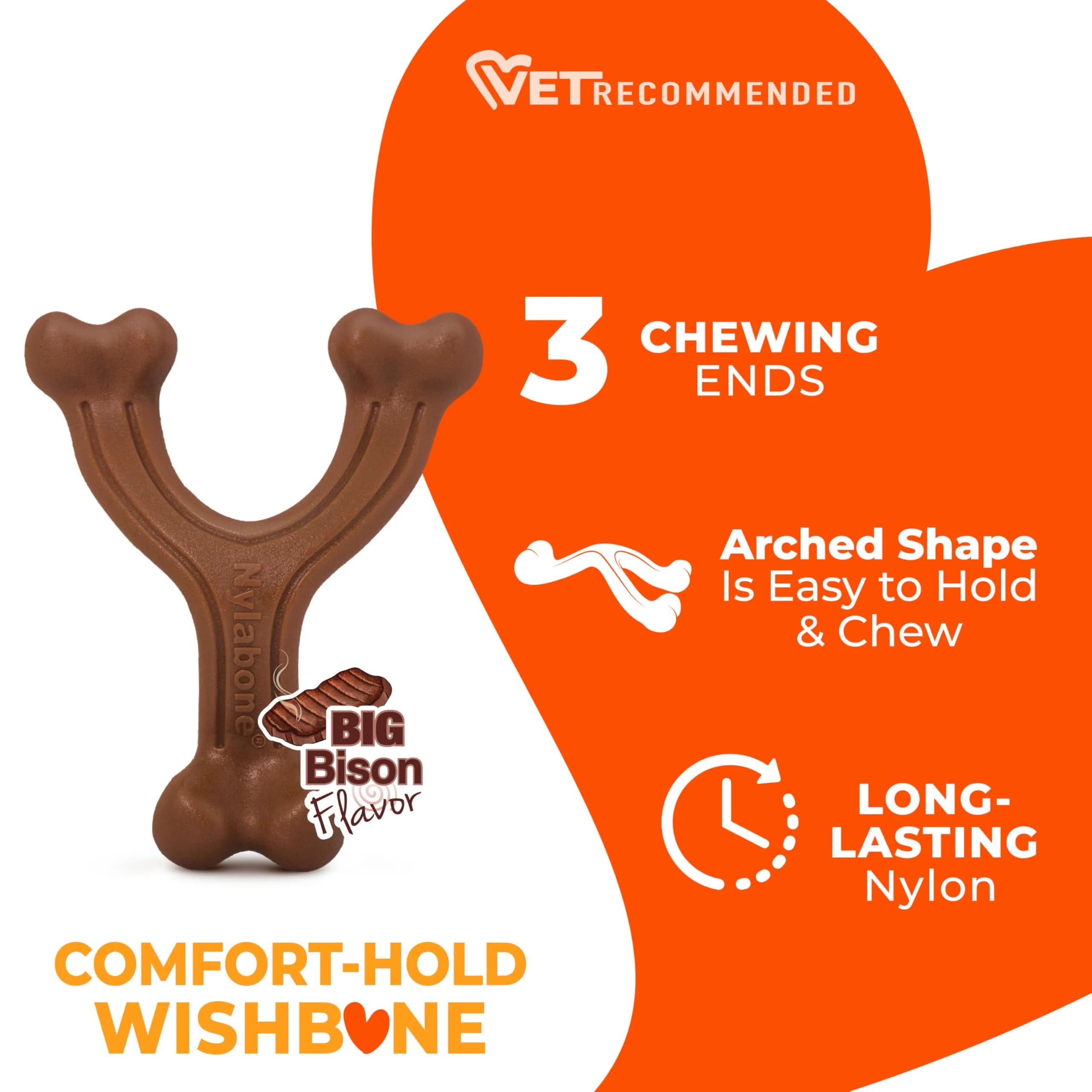 Nylabone Power Chew Easy-Hold Wishbone Dog Chew Toy, Small (3.85 oz / 109 g) | Durable Chew Toy for Aggressive Chewers - view 4