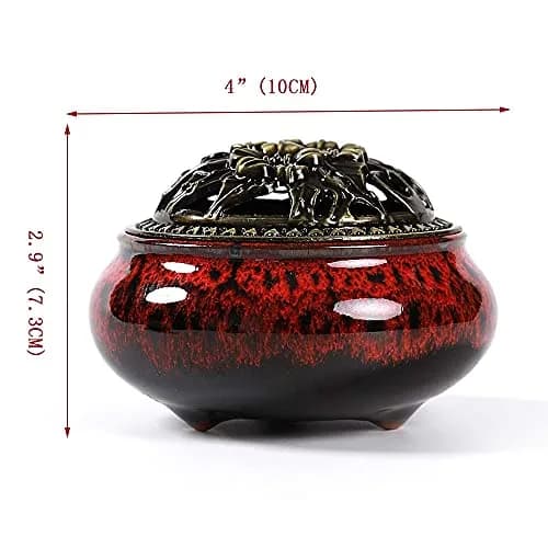 LamDawn Fambe Red Ceramic Incense Burner with Calabash Holder | Meditation & Relaxation thumbnail 5