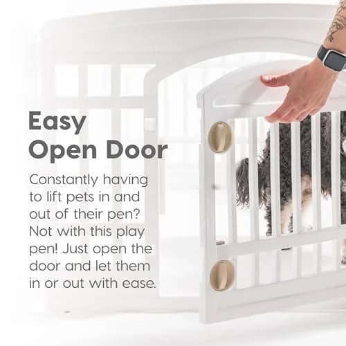 IRIS USA 4-Panel Dog Playpen | 24 Inch Pet Enclosure, White, Expandable, Heavy-Duty Plastic thumbnail 8