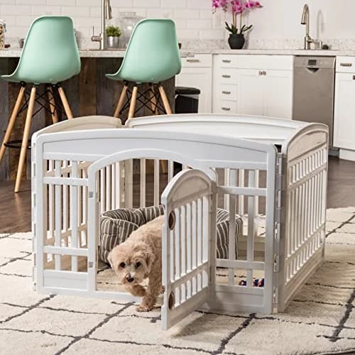 IRIS USA 4-Panel Dog Playpen | 24 Inch Pet Enclosure, White, Expandable, Heavy-Duty Plastic thumbnail 9