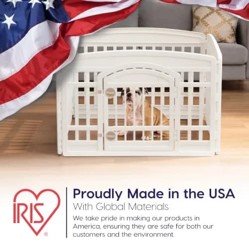 IRIS USA 4-Panel Dog Playpen | 24 Inch Pet Enclosure, White, Expandable, Heavy-Duty Plastic thumbnail 3