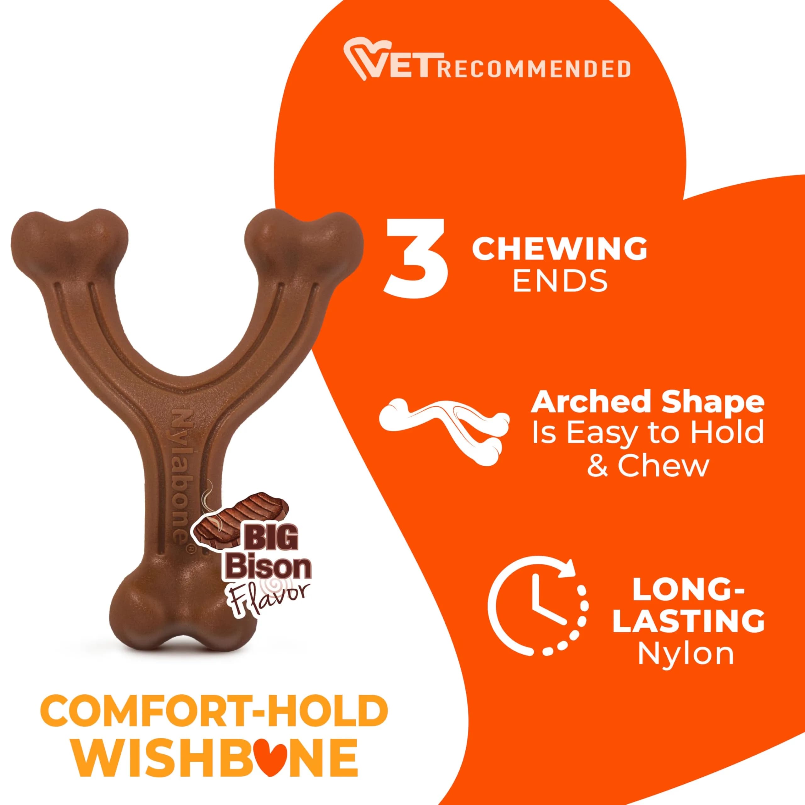 Nylabone Power Chew Easy-Hold Wishbone Dog Chew Toy, Large, 17.6 cm (7 in) | Durable Chew for Aggressive Chewers - view 4