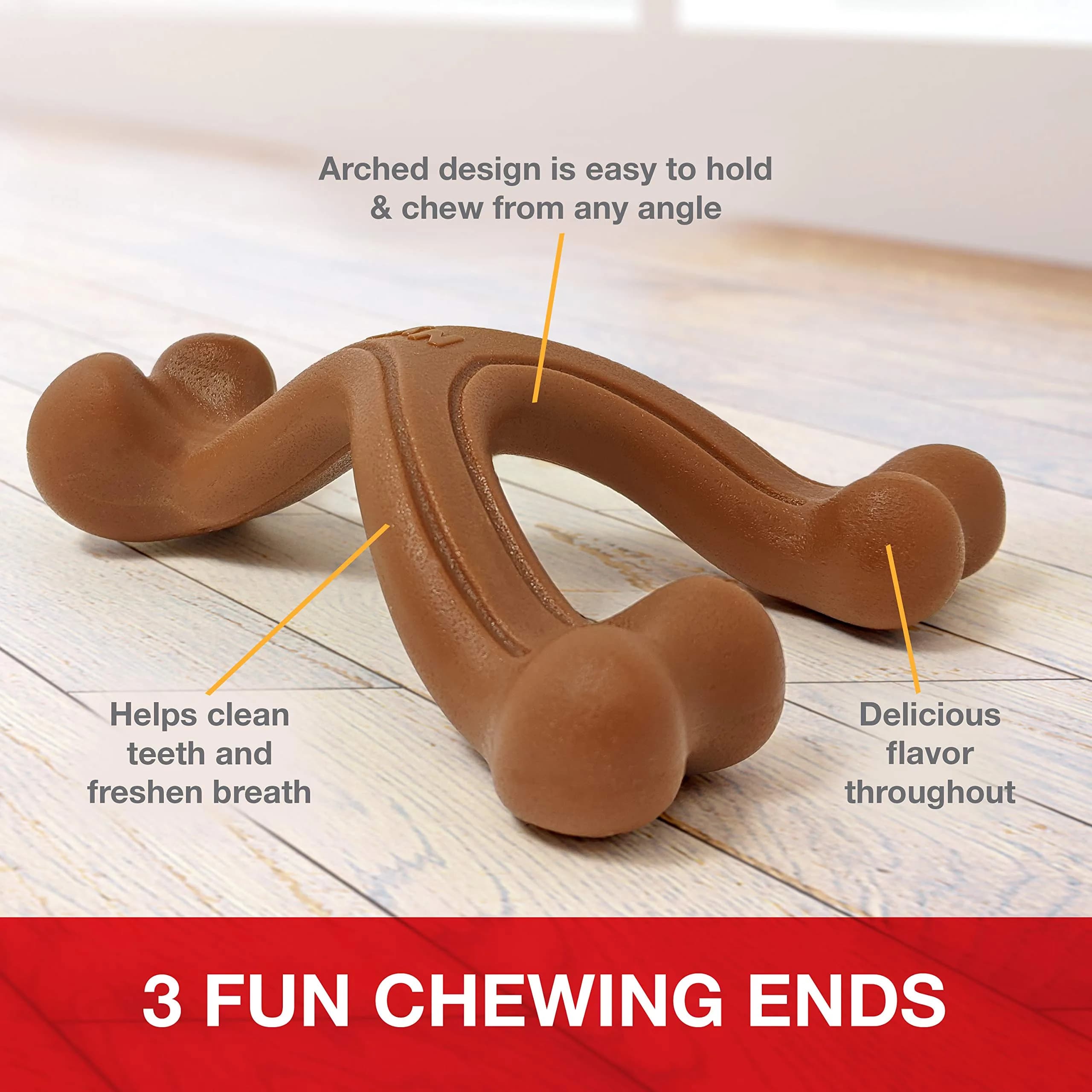 Nylabone Power Chew Easy-Hold Wishbone Dog Chew Toy, Large, 17.6 cm (7 in) | Durable Chew for Aggressive Chewers - view 6
