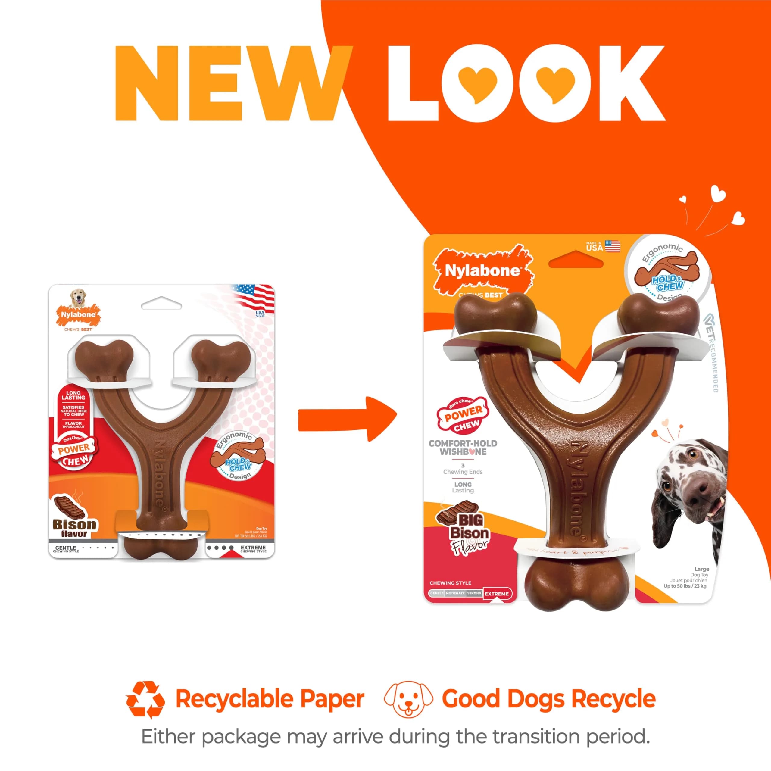 Nylabone Power Chew Easy-Hold Wishbone Dog Chew Toy, Large, 17.6 cm (7 in) | Durable Chew for Aggressive Chewers - view 3