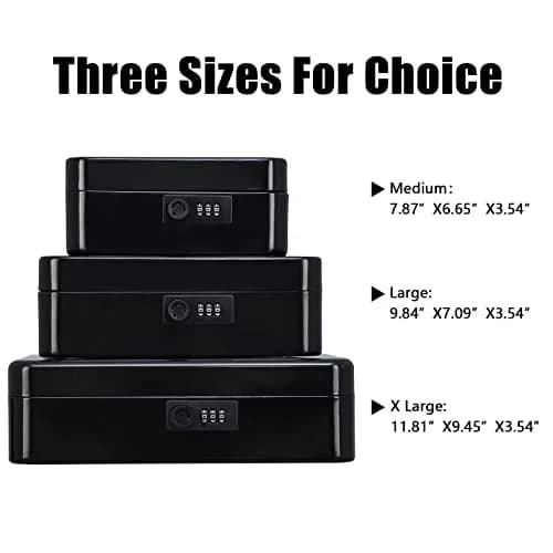 KYODOLED Large Cash Box with Combination Lock 9.84"x 7.87"x 3.54" | Metal Money Safe with Removable Tray thumbnail 6