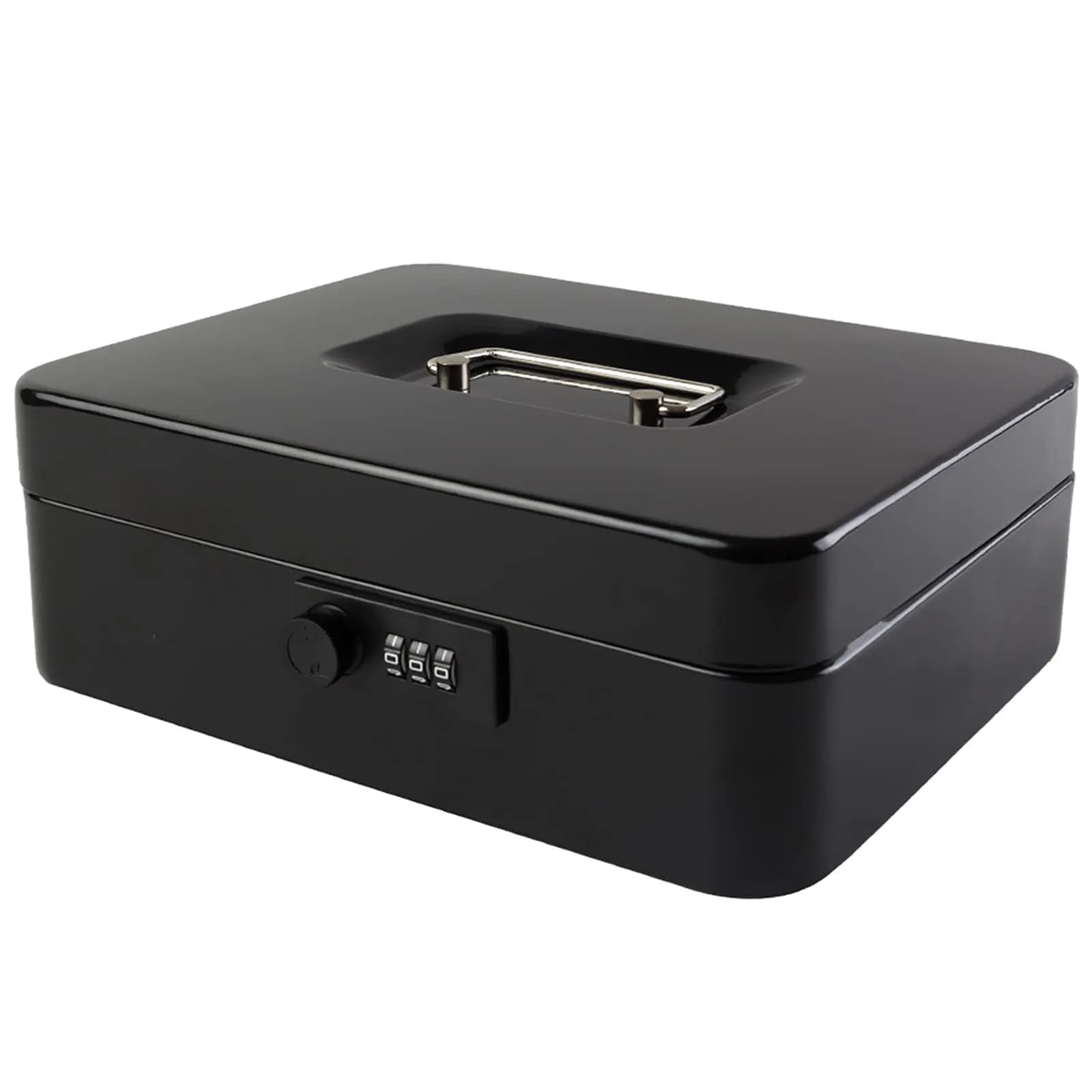 KYODOLED Large Cash Box with Combination Lock 9.84"x 7.87"x 3.54" | Metal Money Safe with Removable Tray
