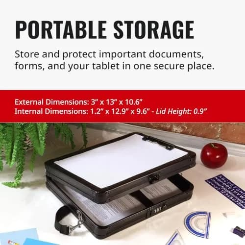 Vaultz Locking Storage Clipboard with Combination Lock, Black | Secure Portable Document & Device Organizer thumbnail 5