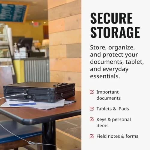 Vaultz Locking Storage Clipboard with Combination Lock, Black | Secure Portable Document & Device Organizer thumbnail 2